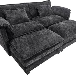 English Elm United Cozy Chenille Sofa For Two With Detachable Armrests, Foot Stools, And Handy Side Pockets W1568S00143-GIGA