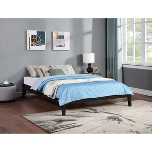 English Elm Ridgeview Dark Cocoa Queen Storage Panel Bed - Sleek Low-Profile Black Frame, No Box Spring Needed B062S00858