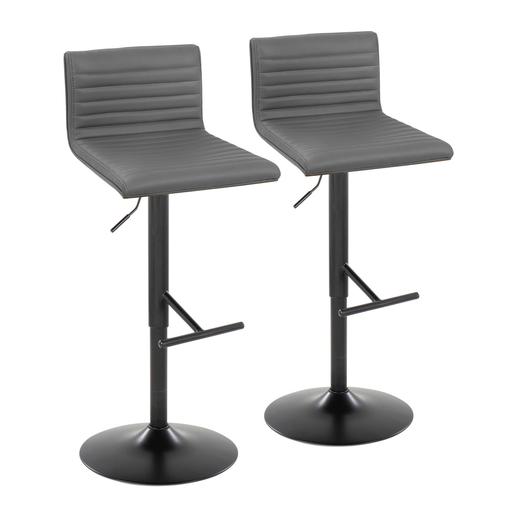 English Elm Mason Adjustable Barstool Set Of 2 – Modern Swivel Design In Black Metal, Walnut Wood & Grey Faux Leather B202S00974