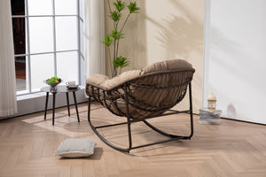 English Elm Outdoor Wicker Egg Rocking Chair Oversized Sculpted Rattan Lounge Porch Patio W640P395695
