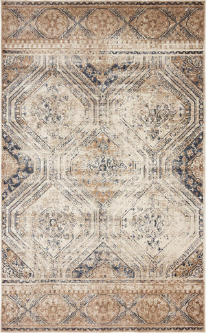 Unique Loom Chateau Jackson Machine Made Trellis Rug Blue Beige, Brown/Gray/Ivory/Blue 5' 1" x 8' 0"