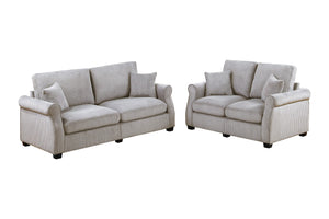 English Elm Contemporary Corduroy Sofa and Loveseat Set with Wooden Legs for Living Room B011S02181