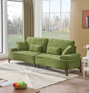 English Elm 103 Luxurious Cloud Velvet Sofa with High-Elastic Sponge Cushion, Deep-Seated Comfort for Living Spaces Green W2290S00009