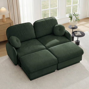 English Elm Chenille Cloud Modular U-shaped Sectional Sofa with Quilted Cushions for Living Room Green W714S01767