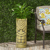 Christopher Knight Home® - Noble House - Saguard Outdoor Polynesian Urn, Antique Green Finish