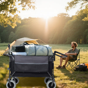English Elm Multi-functional All-terrain Folding Wagon with Balloon Tires and 300l Outdoor Capacity W2932P317114