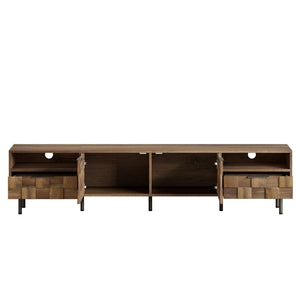 English Elm Mid Century Modern Tv Stand 79 Inch Wood Tone Console with Drawers for Living Room N710P401530P