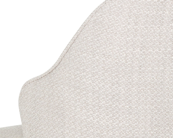 Sunpan Bretta Swivel Dining Chair - Stylish Performance Fabric with Durable Black Iron Base for Modern Spaces Moto Stucco