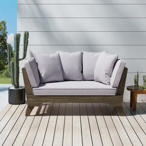 English Elm Christopher Knight Home® - Expandable Daybed With Cushions - Versatile Acacia Wood Outdoor Sofa, Adjustable Armrests & Modern Style 69489.00GRY