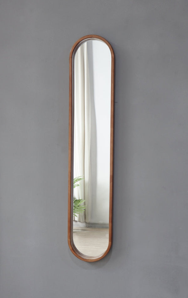 English Elm 9.5x2x47.2" Long Oval Decorative Rubber Frame Mirror in Warm Brown — Slim, Durable Accent for Entryway W2078P195626