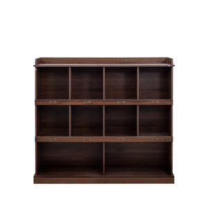 English Elm 10-shelf Walnut Bookcase with 10 Cubby Storage, Label Slots, Top Display Shelf, Durable Melamine Finish W331P236404