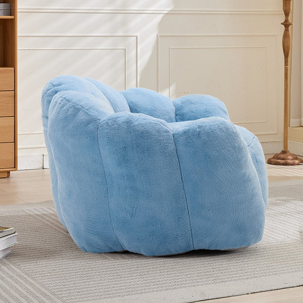 English Elm Lotus Floor Bean Bag Sofa Memory Foam Filled with Pull Ring for Living Room Bedroom Blue W2311P434594