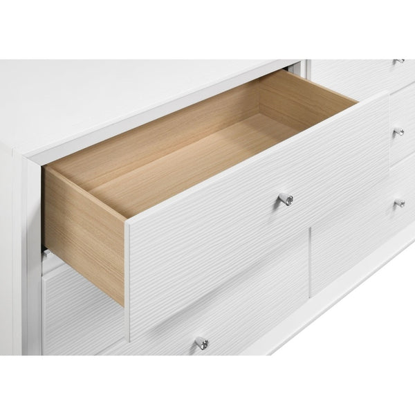 English Elm 1pc White Wood Nightstand Bronze Knobs Wave Textured Drawers Angled Legs Bedroom B2741P470090