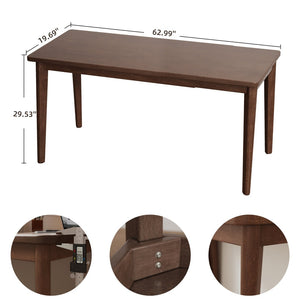 English Elm Solid Rubberwood Writing Desk Mid Century Modern Tapered Legs Walnut Finish Small Spaces W5368P460433