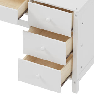 English Elm Vintage 40'' Home Executive Desk Set with Upholstered Chair and Built-In Bookshelf for Stylish Productivity White 44 L x 23 W x 13.5 H N733P272894K
