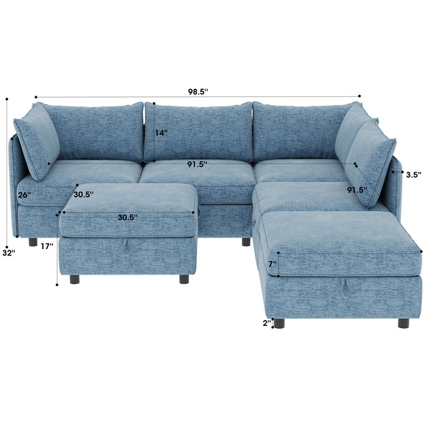 English Elm Modular Sectional Sofa - Versatile Chenille Sleeper With Storage, Flexible Design For Any Space W680S00017