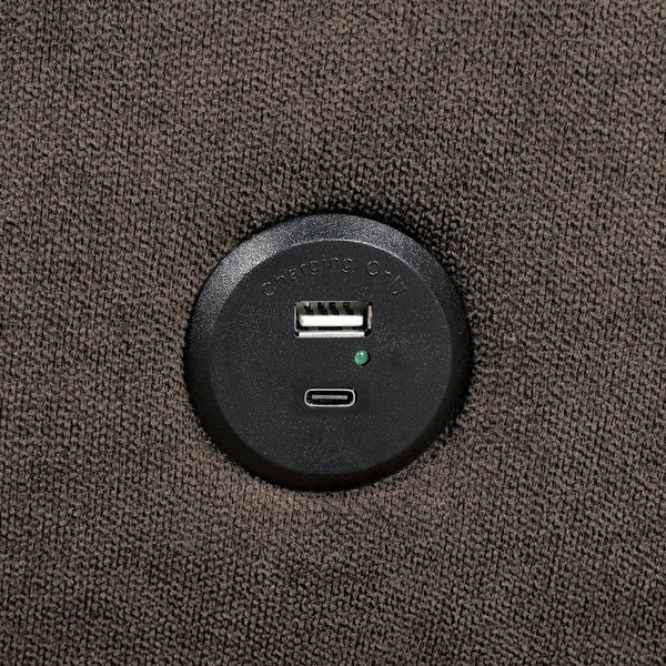 English Elm Contemporary Tufted Futon Sofa with USB Port, Channel Back, Track Arms, Converts to Bed, Sleek Design Brown 45 L x 37 W x 18 H B011P309283