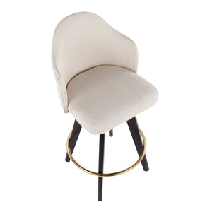 English Elm Fixed-height Swivel Counter Stools with Faux Leather Seats and Chrome Footrest Set of 2 Cream B202S02147