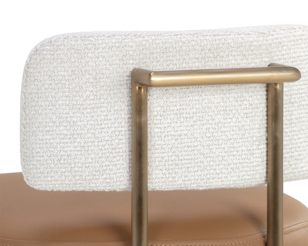 Sunpan Larissa Barstool - Elegant Mixed Materials with Faux Leather and Antique Brass Frame for Stylish Seating Bar Height