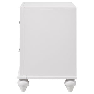 English Elm Barzini White 2-Drawer Nightstand with Faceted Crystal Hardware, Sleek Rectangular Modern Accent Piece B062P344905