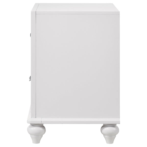 English Elm Barzini White 2-Drawer Nightstand with Faceted Crystal Hardware, Sleek Rectangular Modern Accent Piece B062P344905