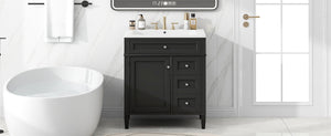 English Elm 30'' Modern Bathroom Vanity With Sink, Stylish Storage Cabinet & Tip-Out Drawer For Organized Elegance SW000122AAB-2