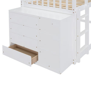 English Elm Twin Over Bunk Bed with Four Storage Drawers Open Shelving Kids Bedroom White LT000167AAK-1