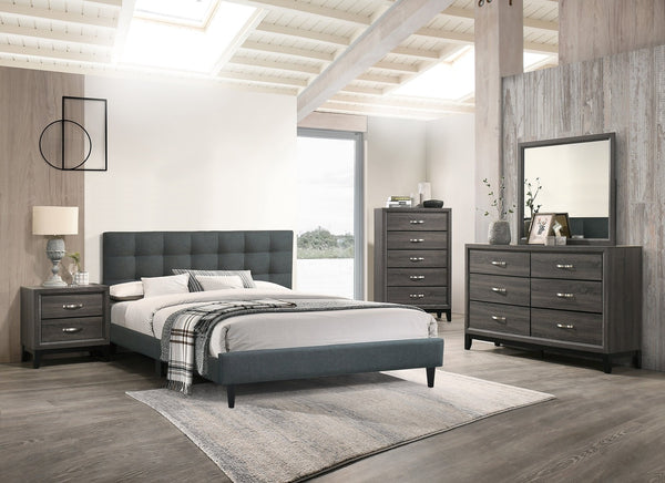 English Elm Rustic Gray Oak Wide Dresser with Black Legs and Metal Handles for Bedroom Storage B011P448734