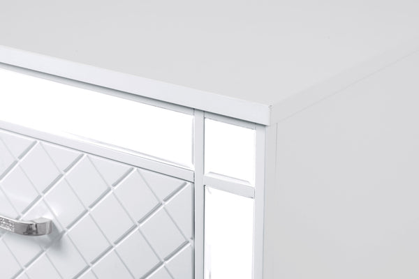 English Elm Livorno Embossed Silver Champagne Chest with Felt-Lined Top Drawer, Dovetail Full-Extension Drawers, Mirror Trim Accents Silver+White 50 L x 39 W x 20 H B078P286324