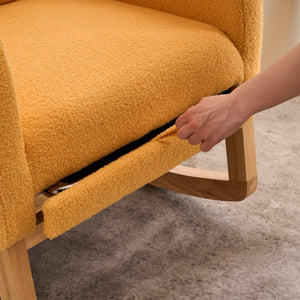 English Elm LY-5104 Plush High-Back Rocking Chair with Footrest & Storage Pocket, Ergonomic Foam Cushion for Nursery Yellow W2231P292991