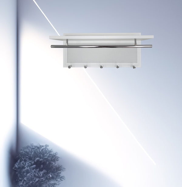 English Elm Esyspot Wall Mounted Coat Hook with Shelf | Space-Saving Organizer for Entryway, Mudroom, Laundry Room 93 White B091P240954