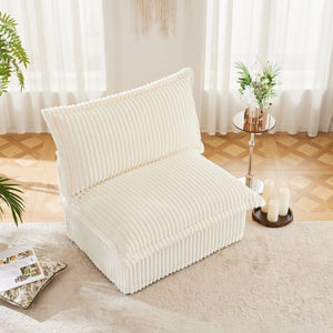 English Elm Koala Armless Chenille Sofa Deep Seat Wraparound Pillows for Modern Living Rooms W3041P240122