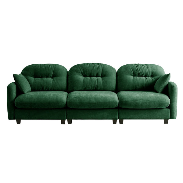 English Elm Three-Seate modular sectional sofa with plush chenille, tufted back, ergonomic support, wooden base Green W714S01397