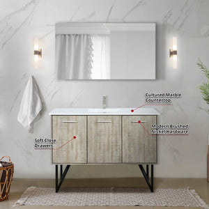 English Elm Rustic Acacia Bath Vanity Set With Cultured Marble Top, Brushed Nickel Faucet & Large 43" Mirror B2731S02096-GIGA
