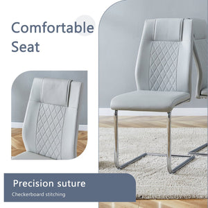 English Elm Table 5-Piece Dining Set: Luxurious Black Marble Top With Stainless Steel Legs & Light Gray Pu Chairs W1151S01963-GIGA