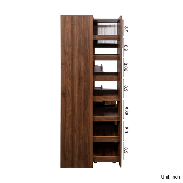 English Elm Kitchen Pantry Cabinet - Multi-Tier Pull-Out Shelf & Expandable Organizers For Effortless Storage W331S00182