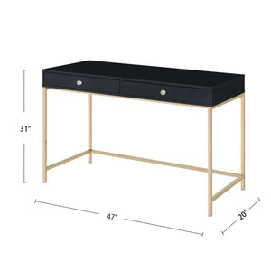 English Elm Rectangular Desk with Sleek Metal Frame and Durable Rectangular Top for Modern Home Office Workspaces Black,Gold B016P329808