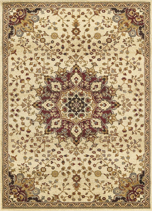 English Elm Classic Cream Medallion Area Rug Traditional Persian Style for Living or Dining Rooms B186P452291