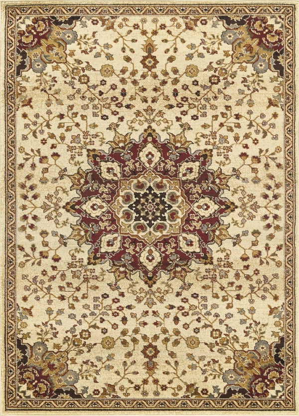 English Elm Classic Cream Medallion Area Rug Traditional Persian Style for Living or Dining Rooms B186P452291