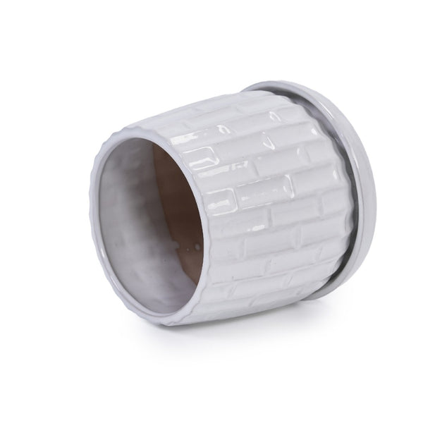 English Elm Set Of 2 Elegant White Ceramic Planters - Modern 7" Flowerpots For Indoor & Outdoor Decor W3273P322304-GIGA