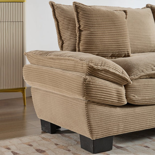 English Elm Corduroy Modern Sofa Sleeper Loveseat with Double-Layer Cushions, Two Pillows, Sturdy Frame 84" khaki W676P227338