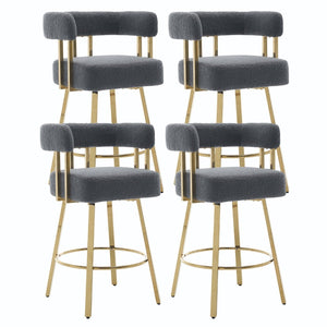 English Elm Ts Teddy Fleece Accent Chair Set of Two with Gold Square Legs for Glam Modern Spaces Gray W2311P412752