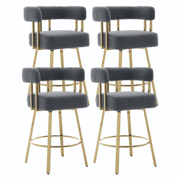 English Elm Ts Teddy Fleece Accent Chair Set of Two with Gold Square Legs for Glam Modern Spaces Gray W2311P412752
