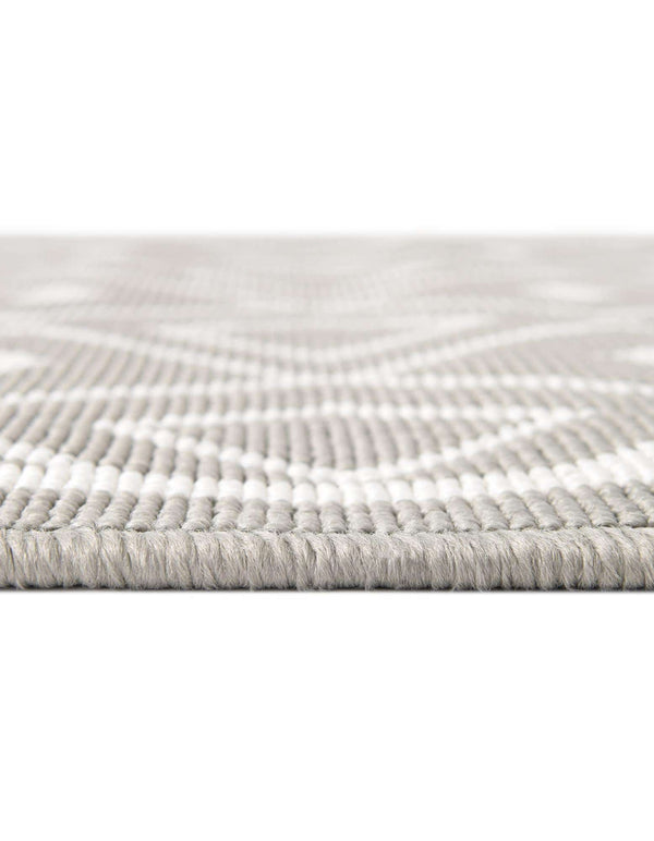 Unique Loom Outdoor Trellis Kafes Machine Made Geometric Rug Gray, Ivory 7' 10" x 10' 0"