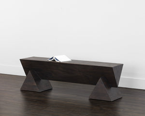 Sunpan Gregor Bench - Stylish Angular Seating in Solid Acacia Wood, Perfect for Contemporary Spaces Dark Brown