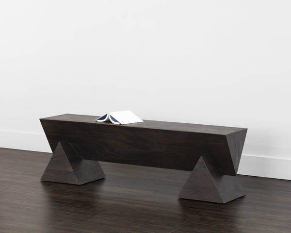 Sunpan Gregor Bench - Stylish Angular Seating in Solid Acacia Wood, Perfect for Contemporary Spaces Dark Brown