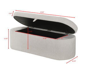 English Elm 1pc Storage Bench with Hidden Compartment Cushioned Seat Sturdy Wooden Frame Tweed Upholstery for Entryway Oatmeal 49 L x 19.5 W x 19.5 H B011P360620