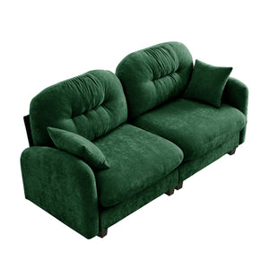 English Elm Loveseat Cloud Modular Chenille Sofa with Tufted Back, Ergonomic High-Density Foam, Green Elegance W714S01394