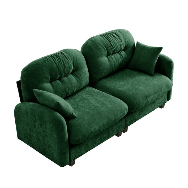 English Elm Loveseat Cloud Modular Chenille Sofa with Tufted Back, Ergonomic High-Density Foam, Green Elegance W714S01394