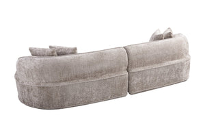 English Elm Modern Boucle Oversized L-shaped Sectional Sofa with Sculptural Curved Silhouette Camel W5515S00003